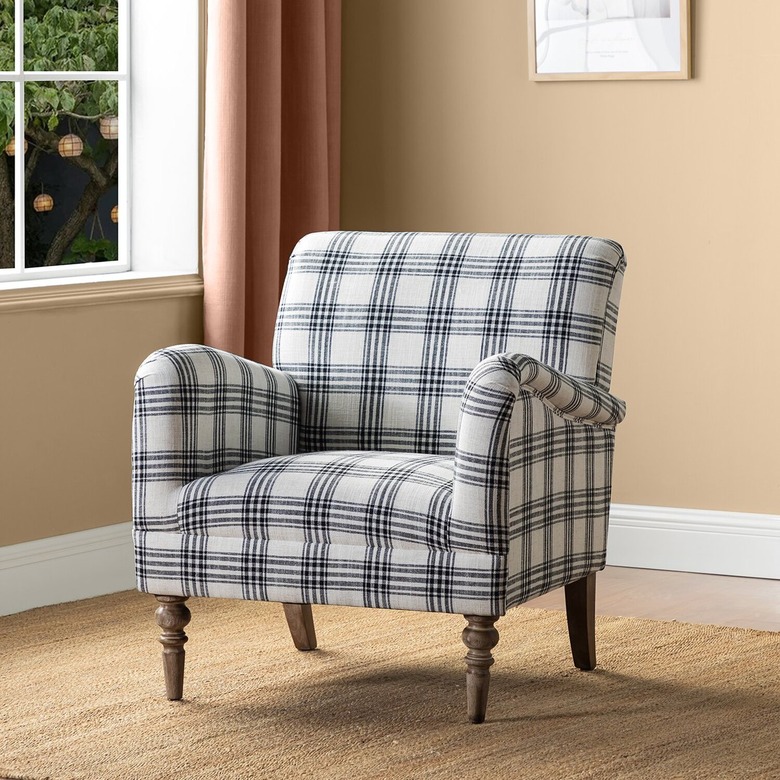 Jayden Creation Mandan Black Plaid Upholstered Accent Armchair