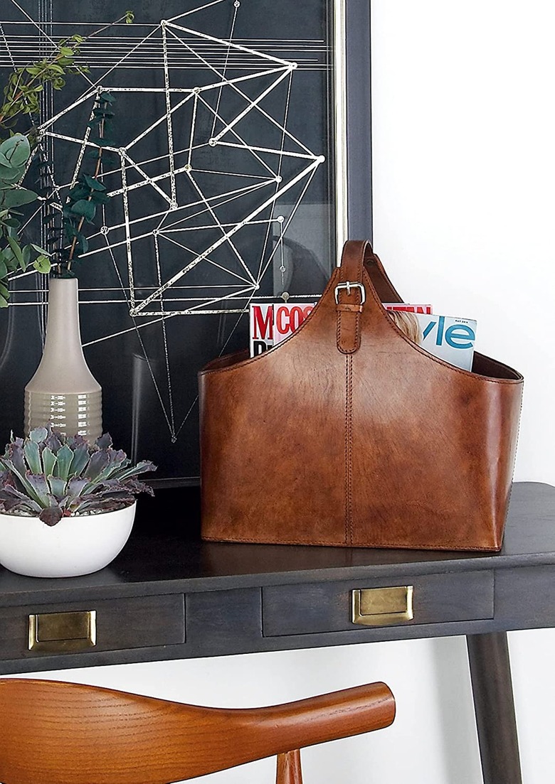 Deco 79 Leather Handmade Magazine Holder