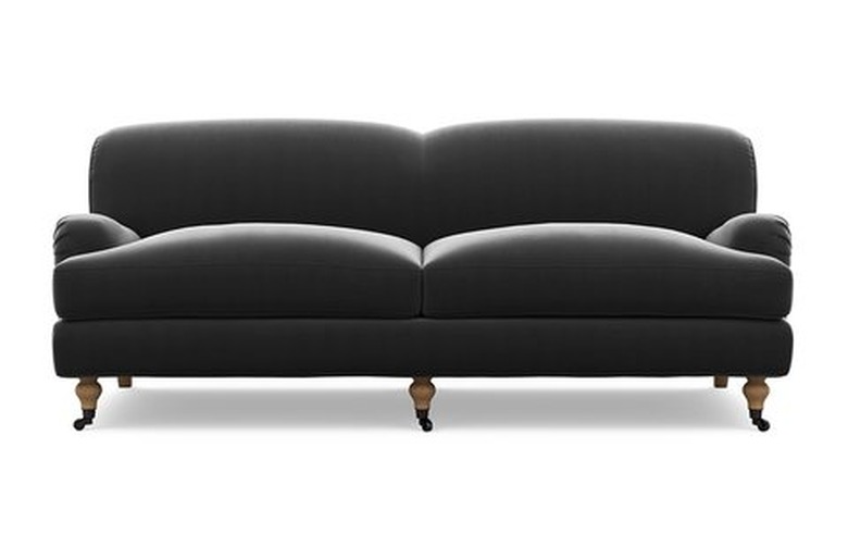 gray couch living room idea with two seats on casters