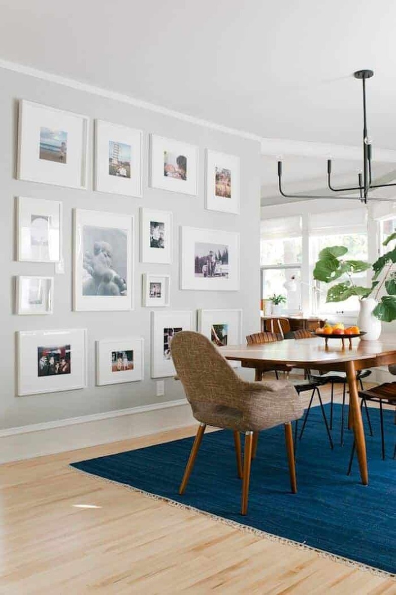 true gray accent wall in dining room