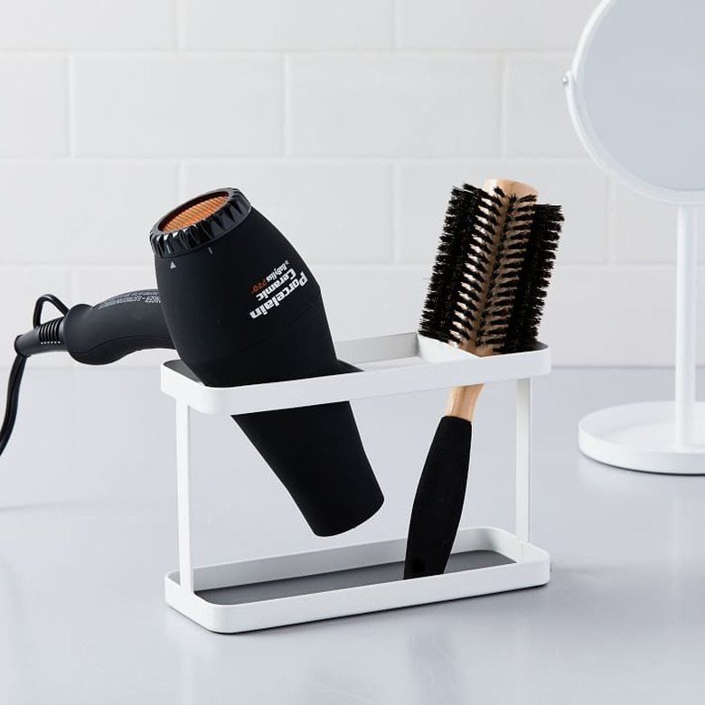 Yamazaki hair styling tool organizer for countertop