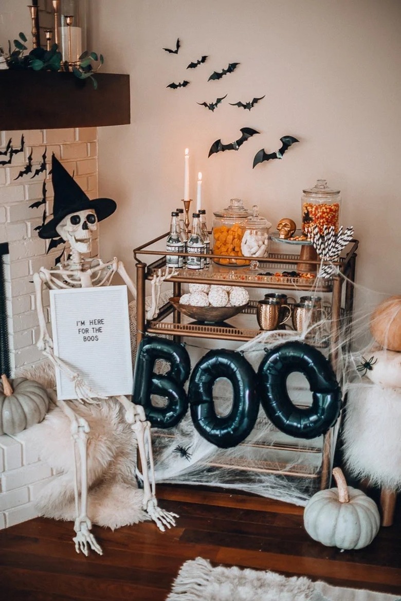 Bar cart with candy on it