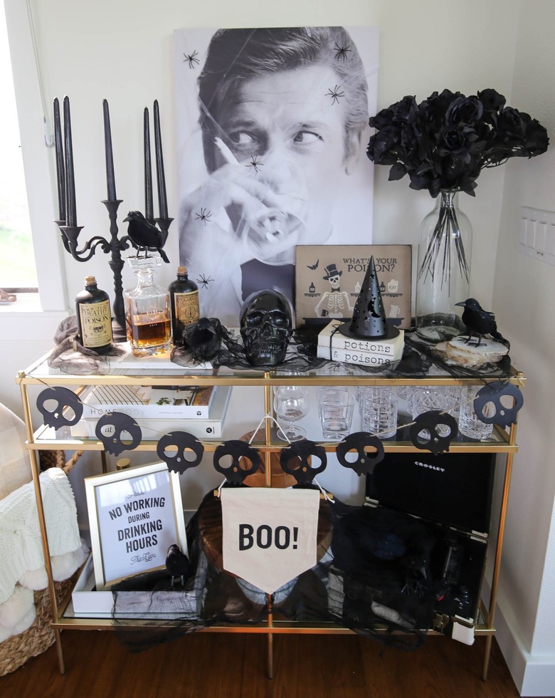 Bar cart with skull detailing