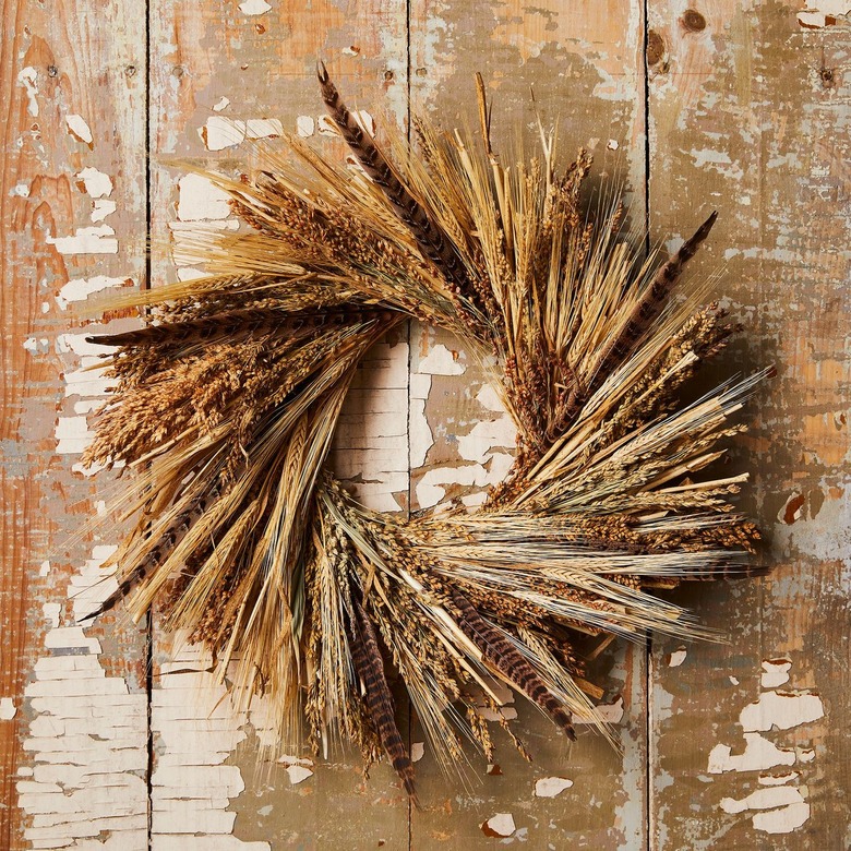Feather and wheat wreath