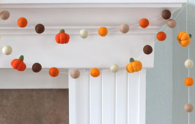 Felted pumpkin garland