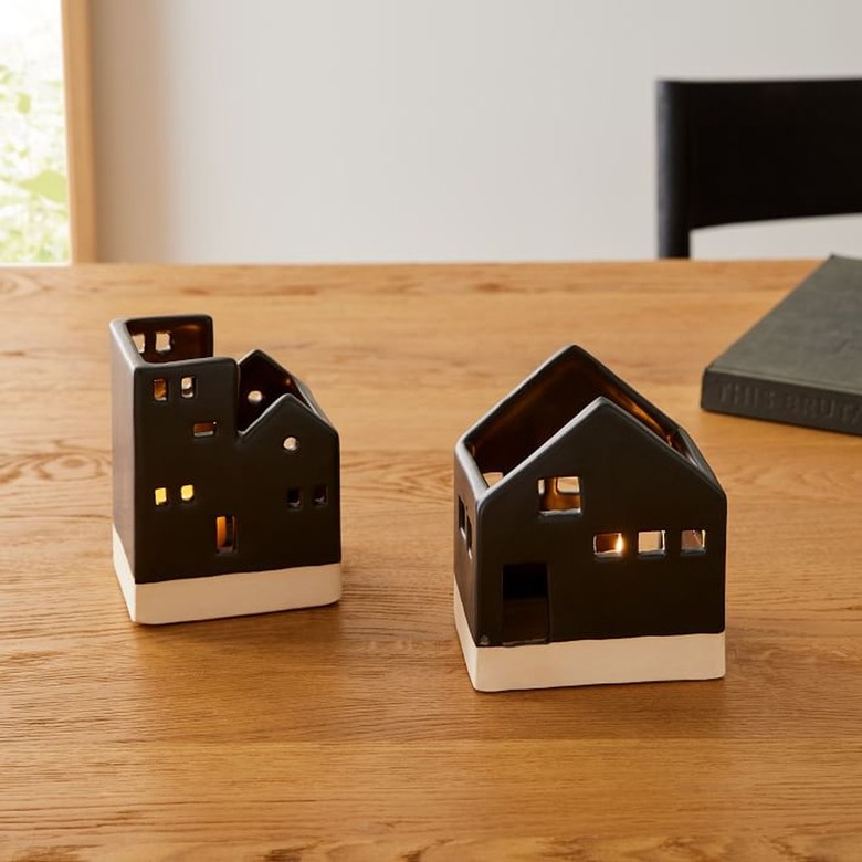 ceramic tea light village