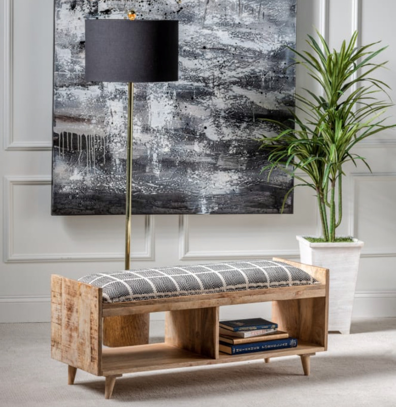 Wood Hallway Benches with cushion