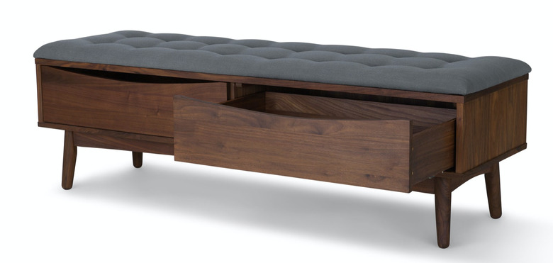 Wood Hallway Benches with tufted cushion