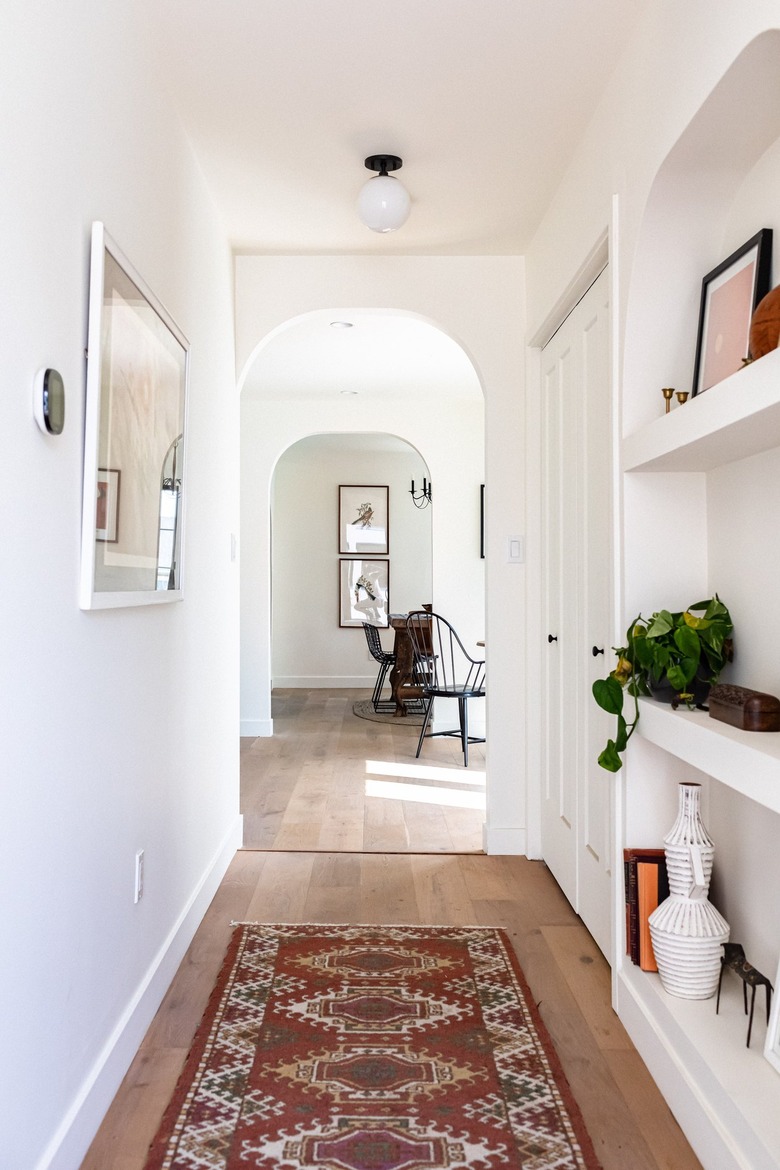 hallway ideas with red vintage rug