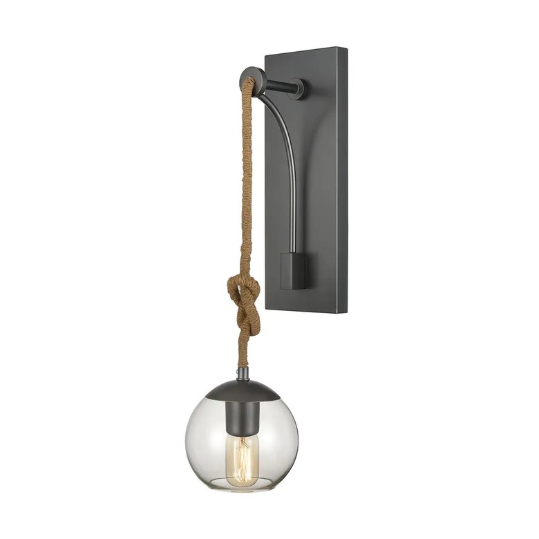 Overstock Haute Collar 1-Light Wall Sconce in Pewter and Natural Rope