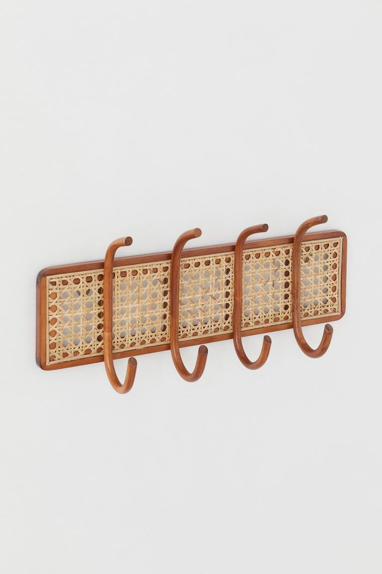Wood and Wicker Coat Hanger Rack