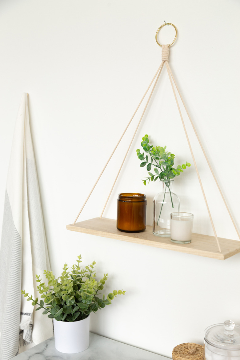 DIY Hanging Wood Shelf