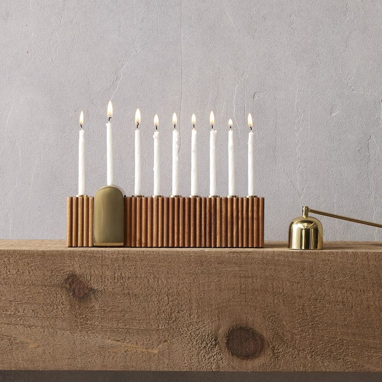 Wood and metal menorah