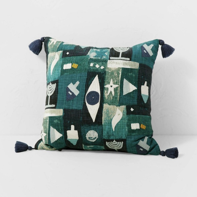 embroidered hanukkah pillow