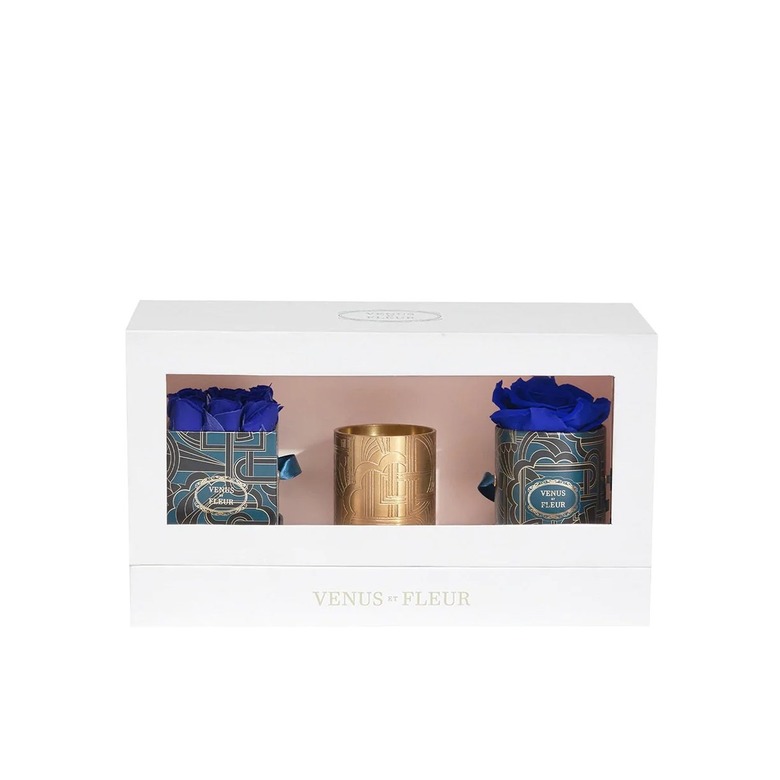 blue flower gift set