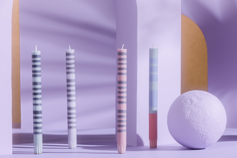 British Color Standard Striped Candles set of 4