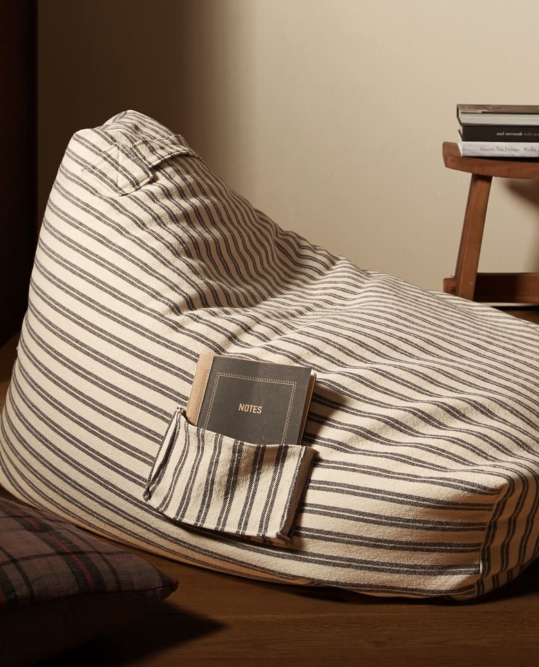 zara striped pouf chair