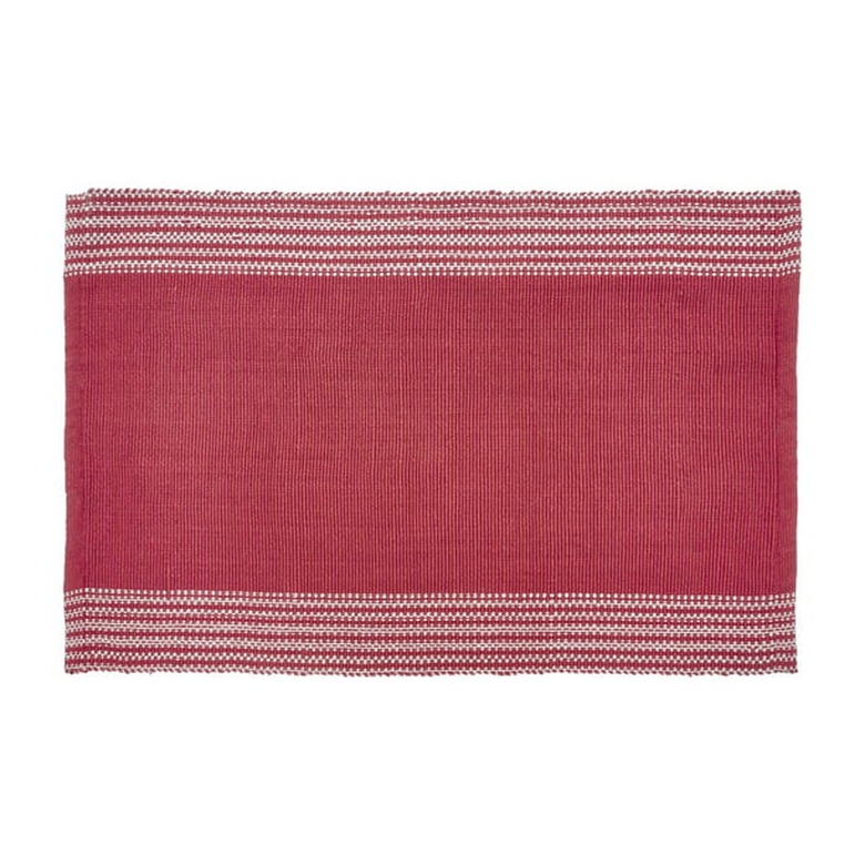 Red and white stripe door mat