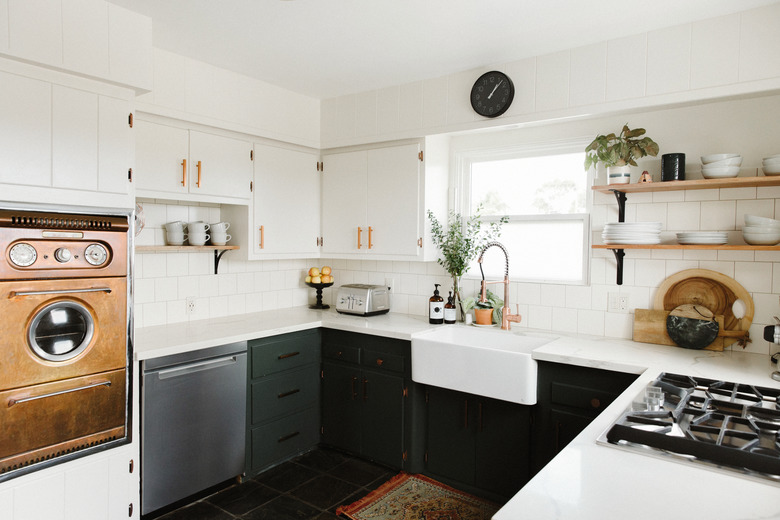 kitchen with black cabinetry
