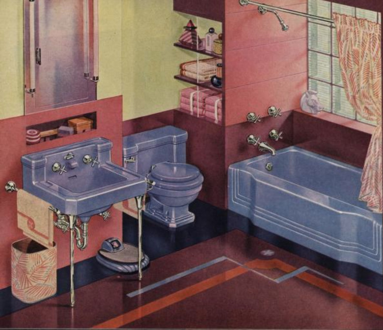 Bathroom image with bathtub shower from American Radiator & Standard Sanitary Corp. catalog