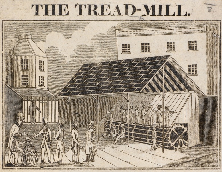 A drawing of the treadmill at Brixton Prison in London