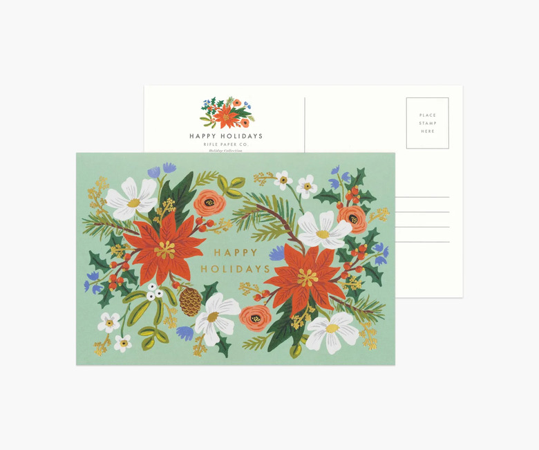 floral holiday postcard