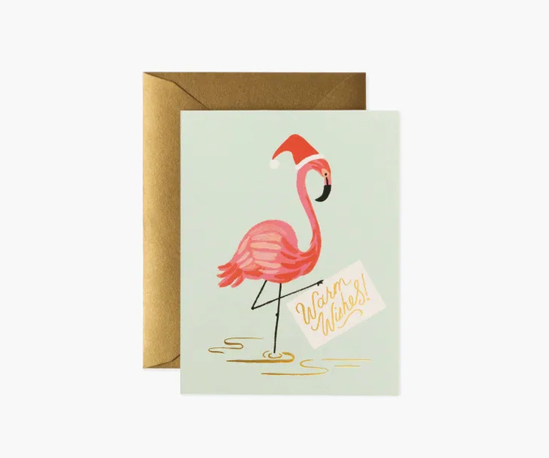 flamingo with warm wishes greeting card