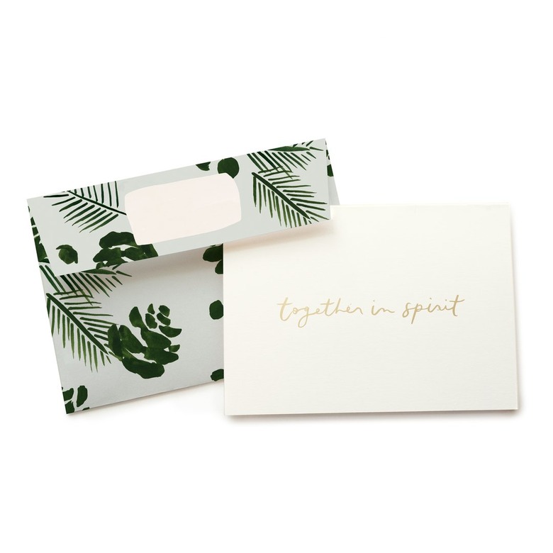 leaf pattern envelope and greeting card that reads together in spirit