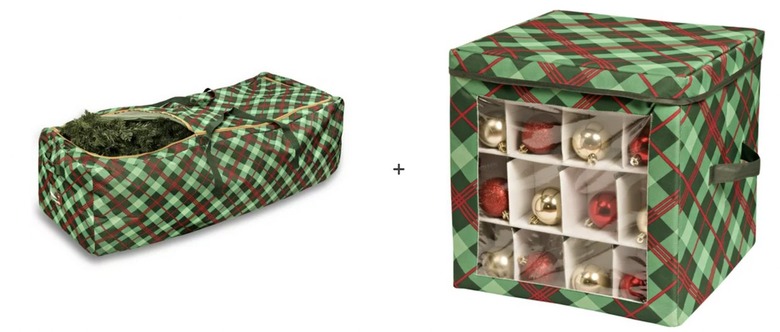 Plaid Christmas storage bundle