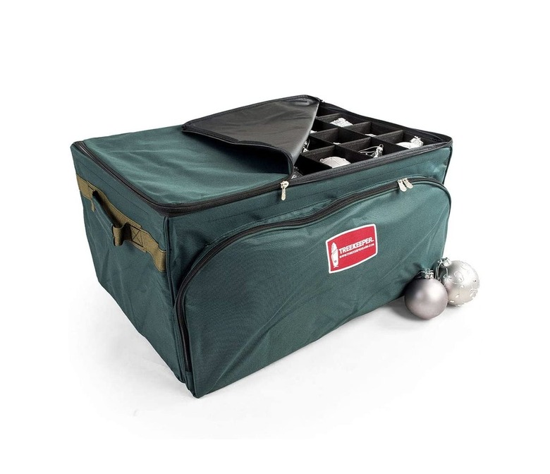 Green zippered ornament keeper