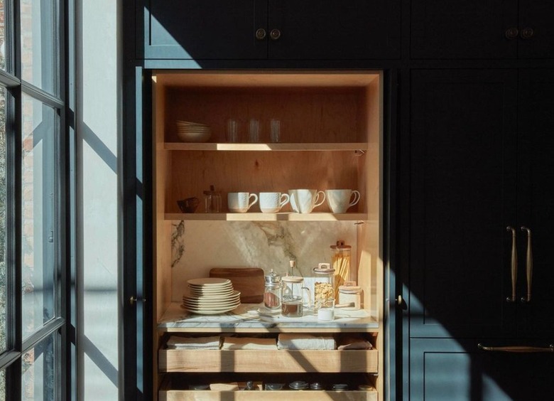 Kitchen with coffee station.