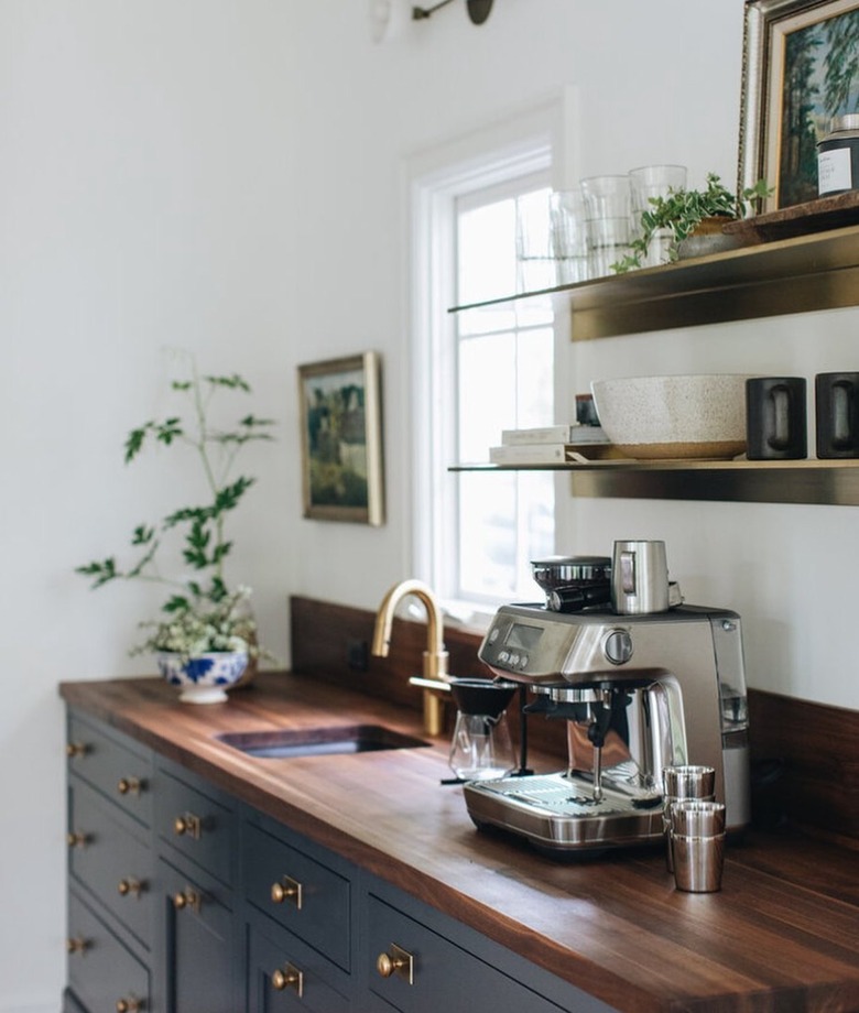 Butcher block kitchen counter with sink