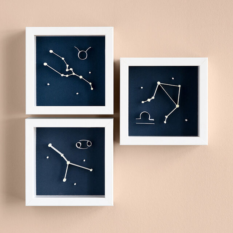 Three framed Glow-in-the-Dark Zodiac Art