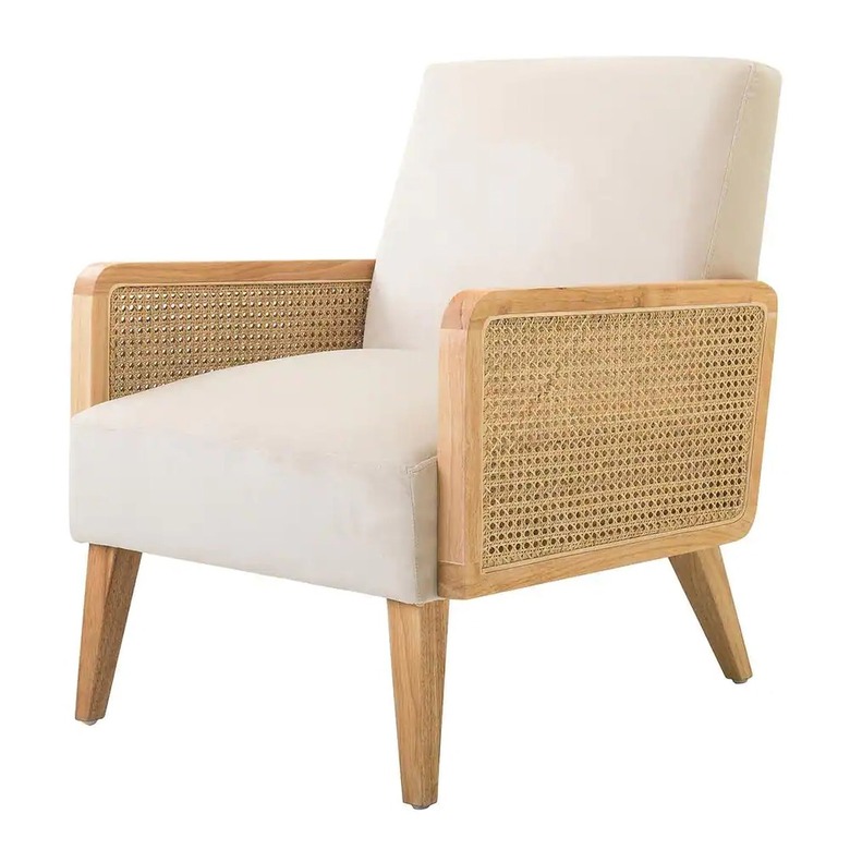 Jayden Creation Delphine Beige Natural Legs Cane Accent Chair