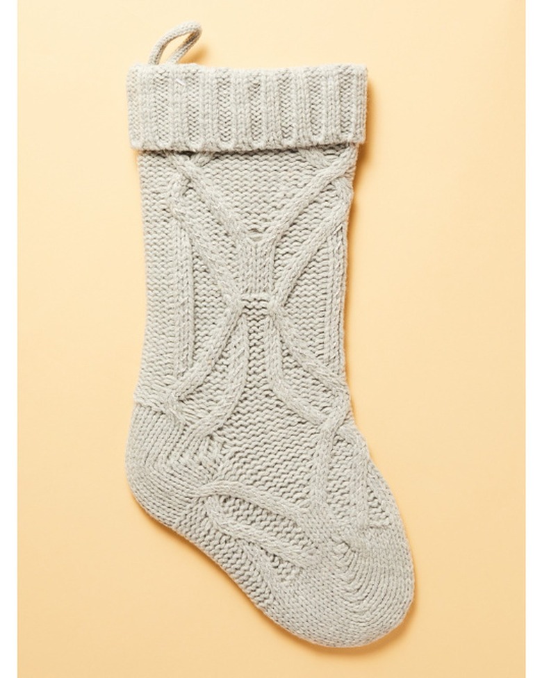 gray cable-knit stocking