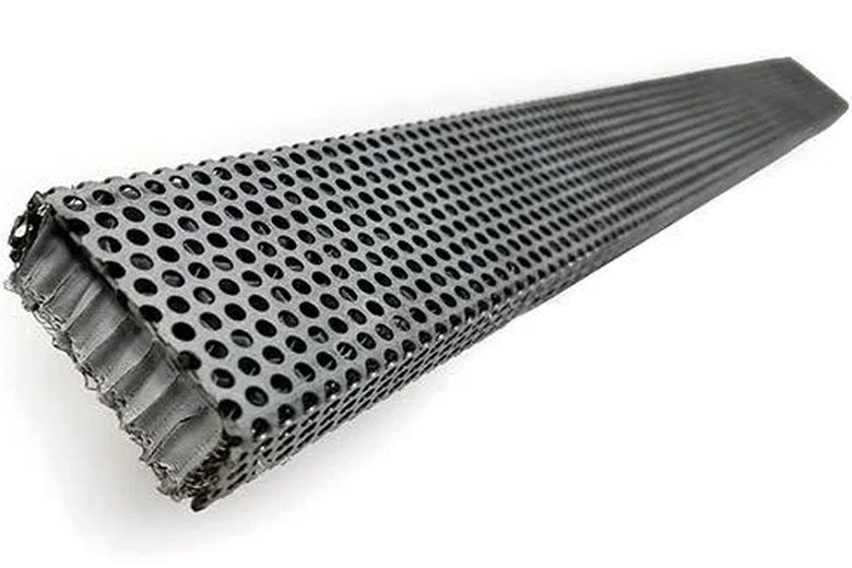 A silver strip soffit vent