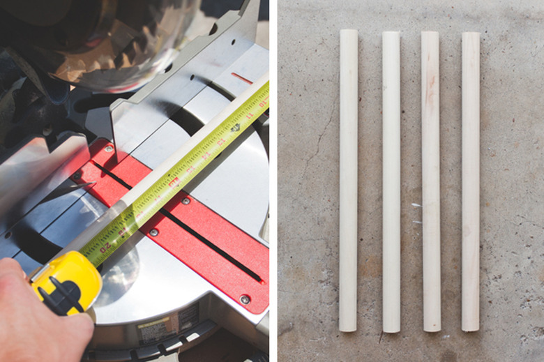 Cutting the dowels to size