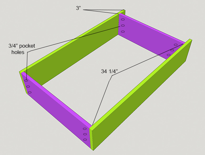 Step one is to attach shorter 1x8s to long 1x8s
