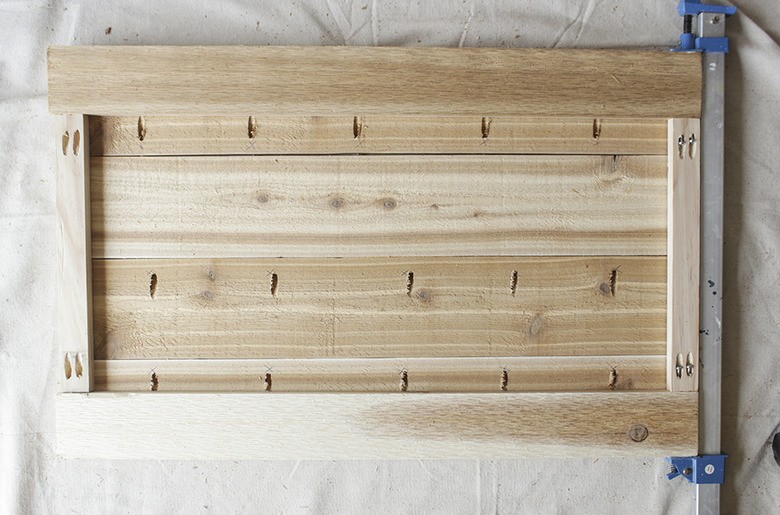 Assembly of frame under the planked bar top.