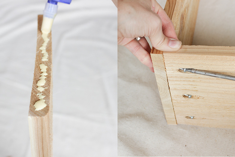 Use wood glue and pocket hole screws to attach wood.
