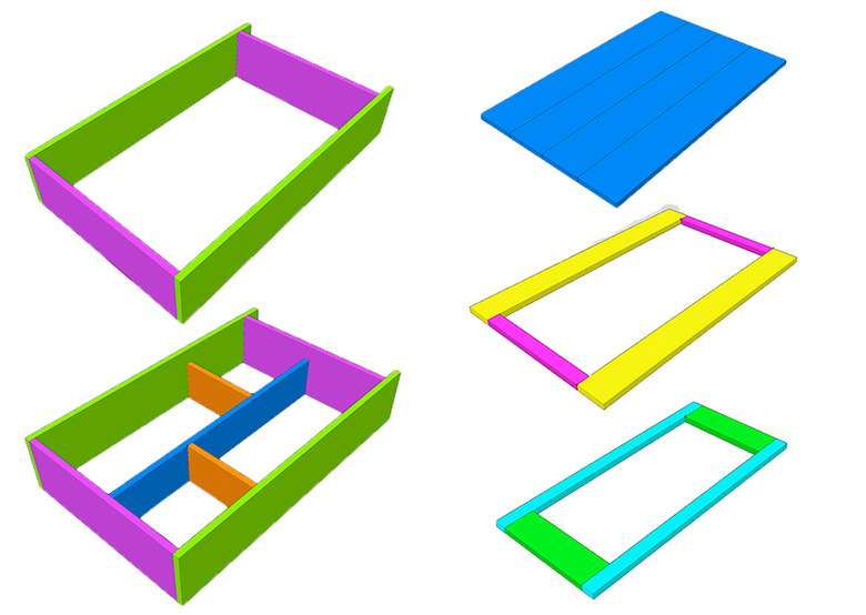 Digital images of the 5 main steps to build the murphy bar