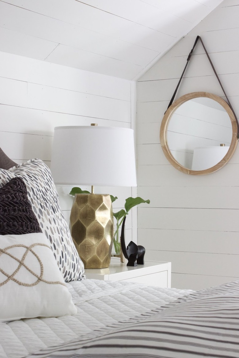 shiplap in bedroom with slanted walls