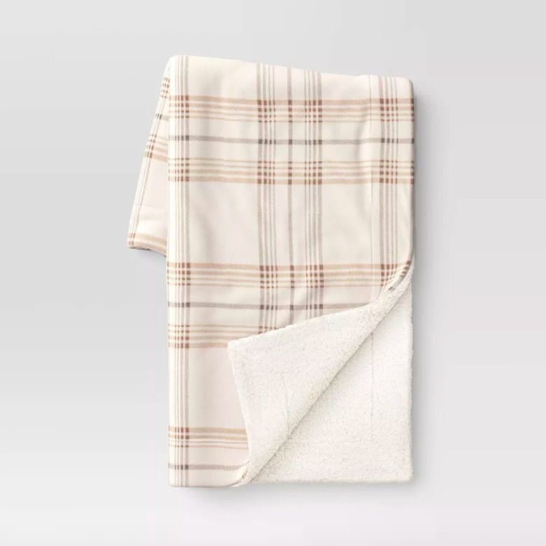 Threshold Plaid Printed Plush Throw Blanket