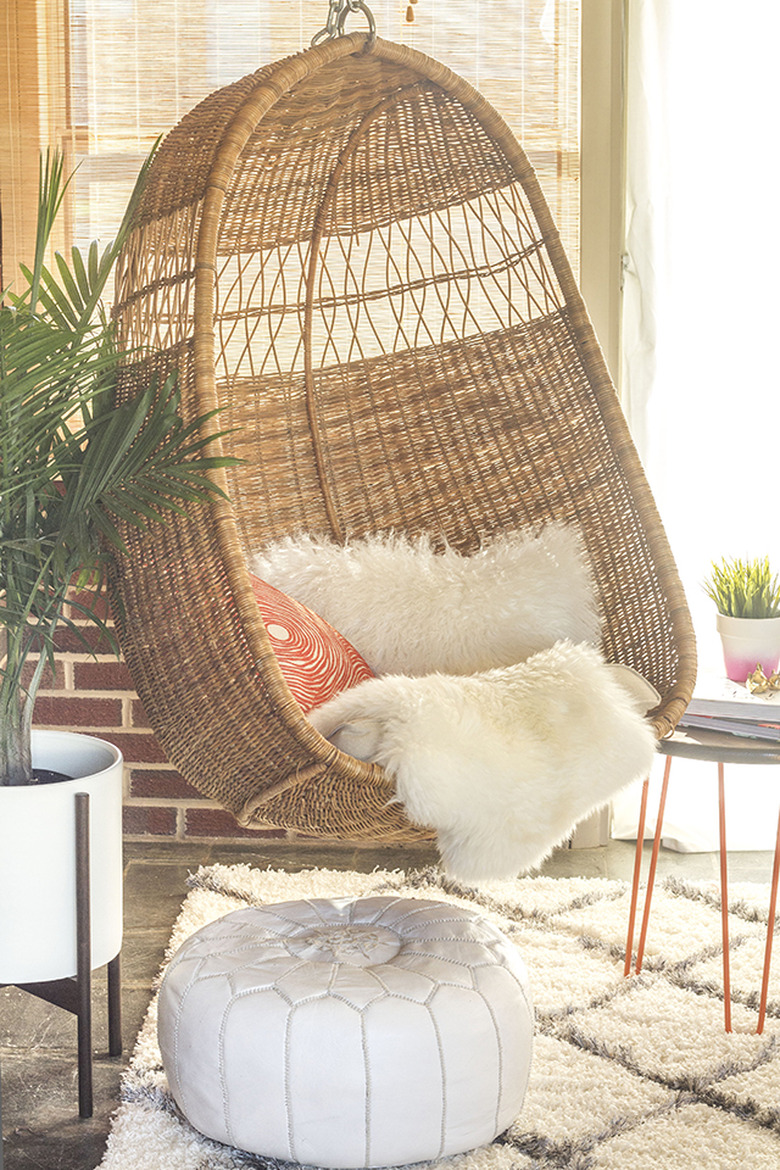 mid-century hanging basket chair