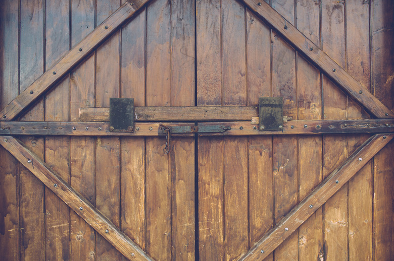 Old wood door with metal handle