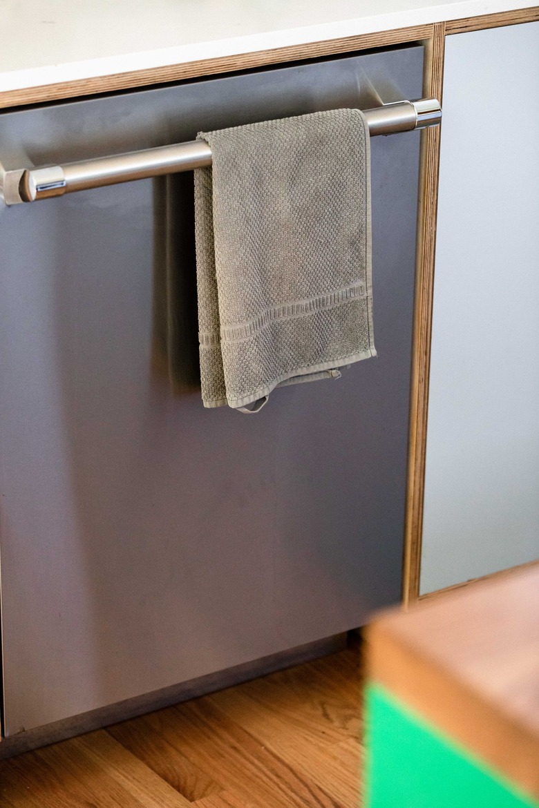 close up of outside of a dishwasher