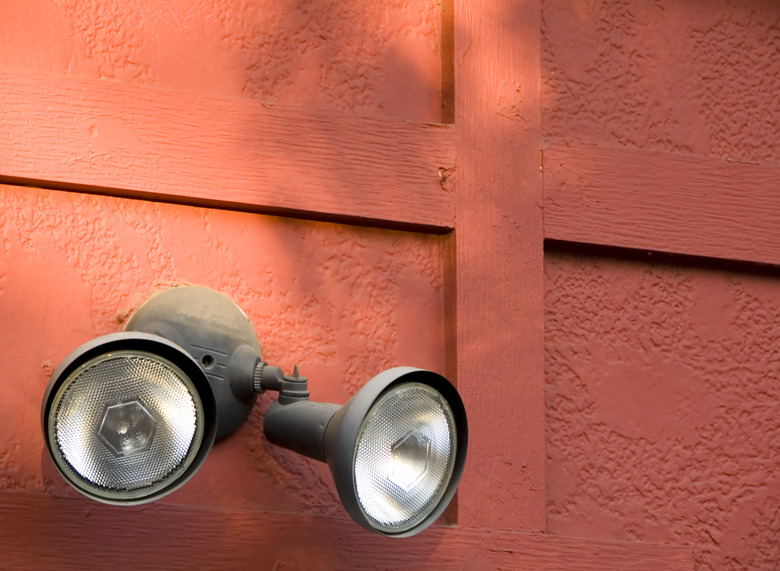 Exterior Security Floodlight on Red Wall