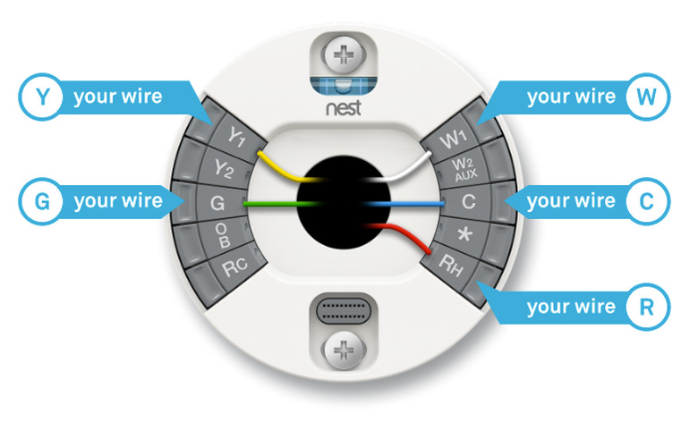 Thermostat wire connections.