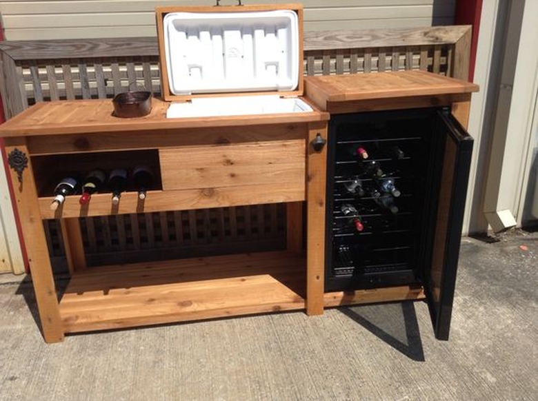 Cooler bar with mini fridge