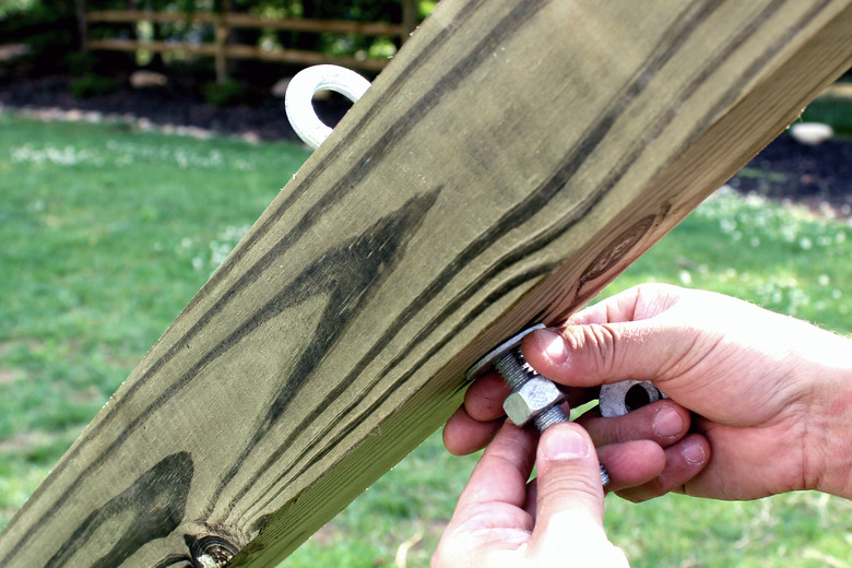 srew in eye bolt with washer and hex nut | hammock stand DIY